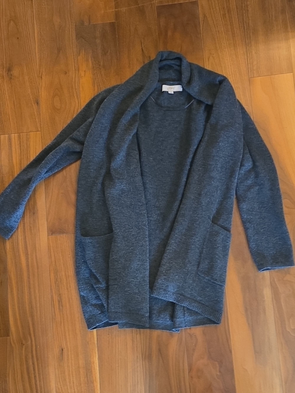 LOFT Dark Charcoal Open-Front Women's Cardigan